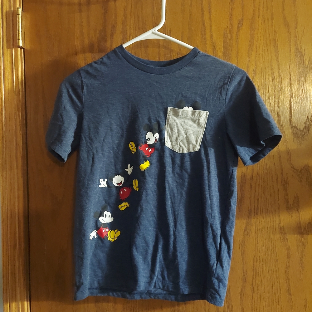 Disney Navy Kids T-Shirt with Mickey Mouse and Pocket Spotted Zebra Lg 10